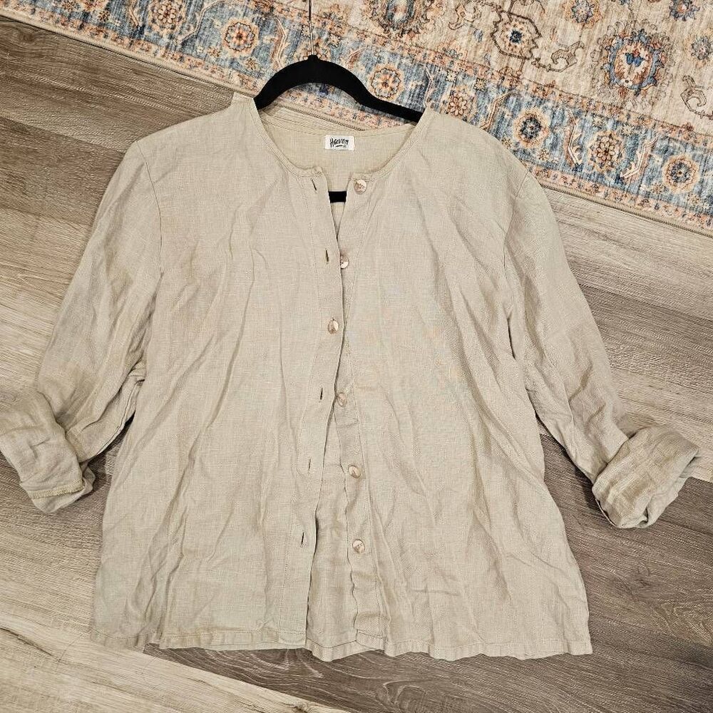 Heaven 100% linen Large button down shirt